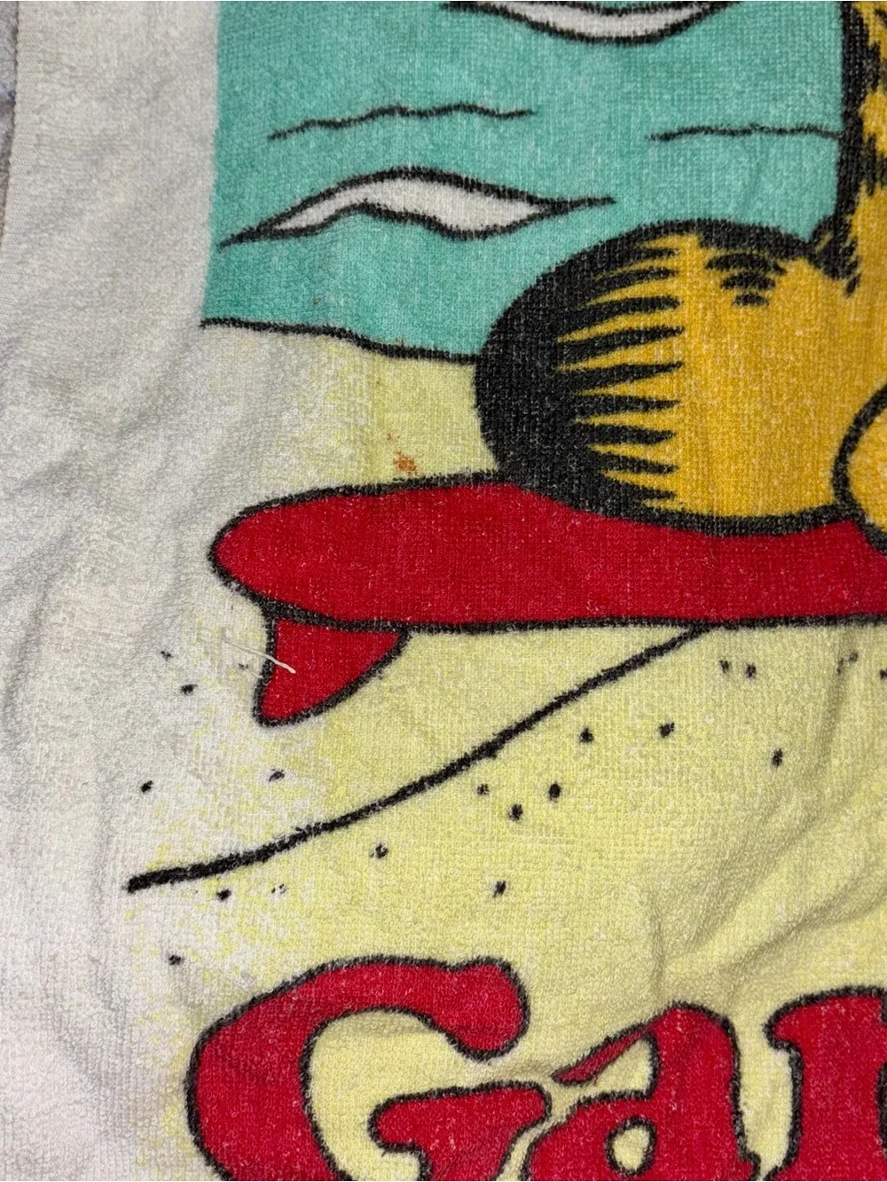 Vintage 80s Garfield Beach Towel - Graphic Cartoon - White